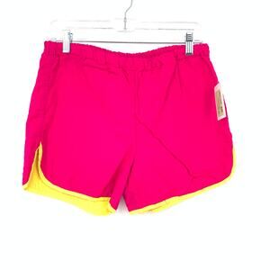 Vintage Sears Mens S 30" Neon Pink Yellow Dolphin Hem Swim Shorts USA